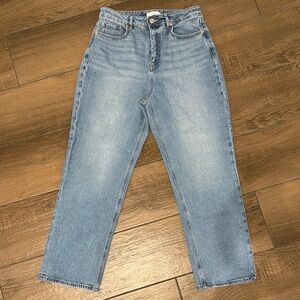 LOFT Blue Straight Leg Jeans with Modern Cropped Length - aka mom jeans